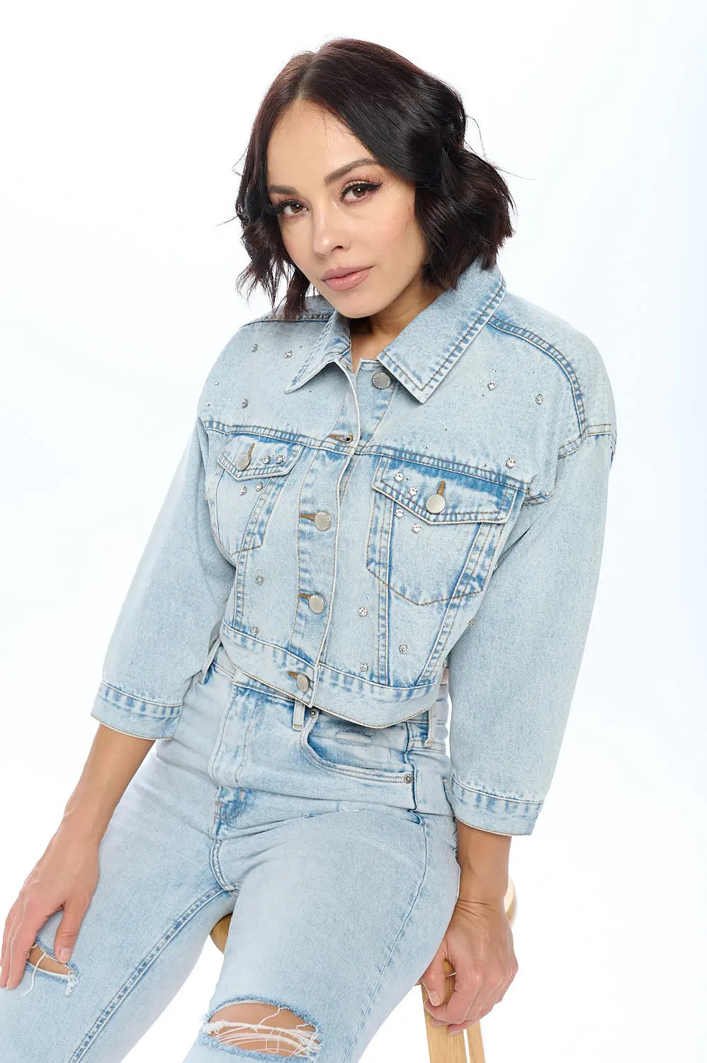 Studded Denim Jacket Cavalini, Inc.