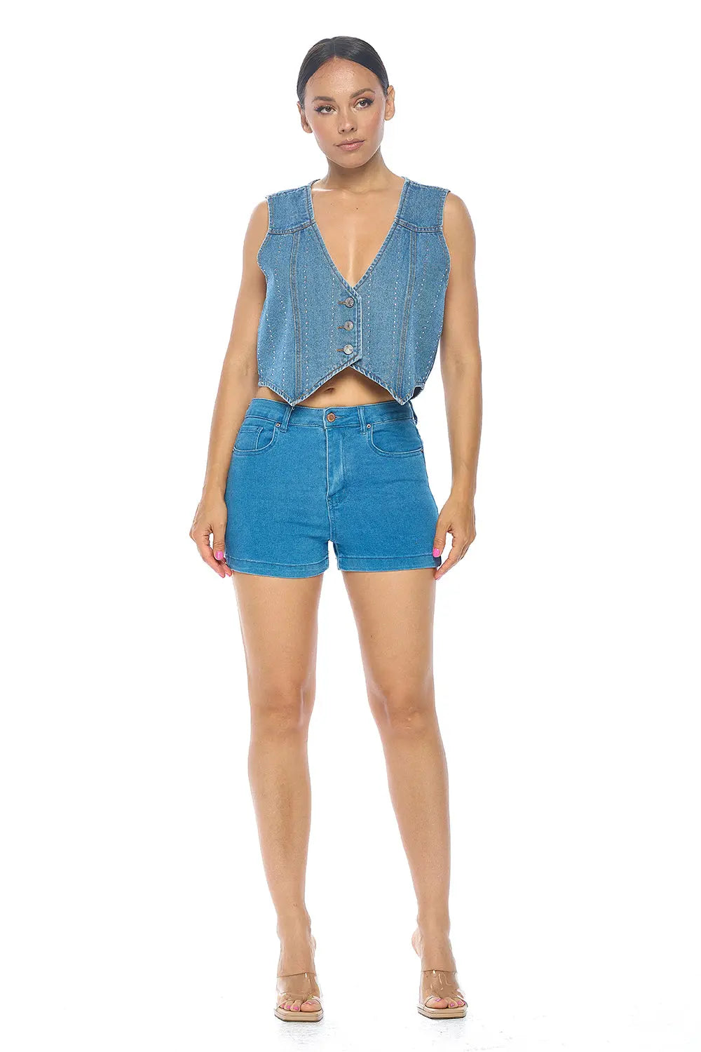 Embellished Denim Vest Cavalini, Inc.