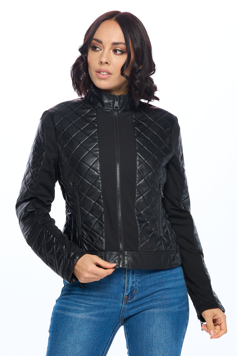 Ci Sono Quilted Faux Leather Jacket