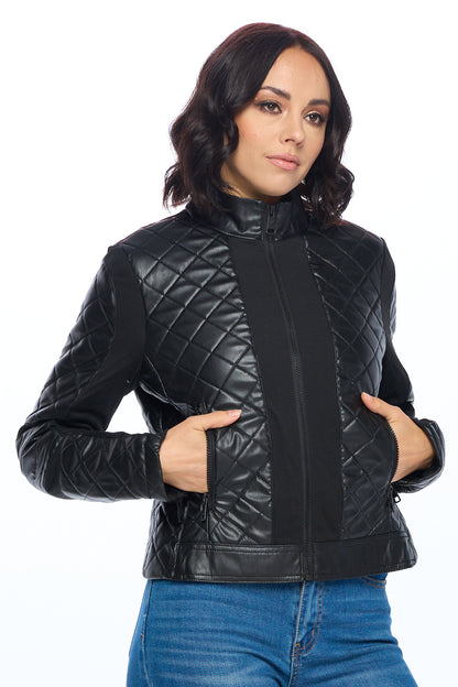 Ci Sono Quilted Faux Leather Jacket