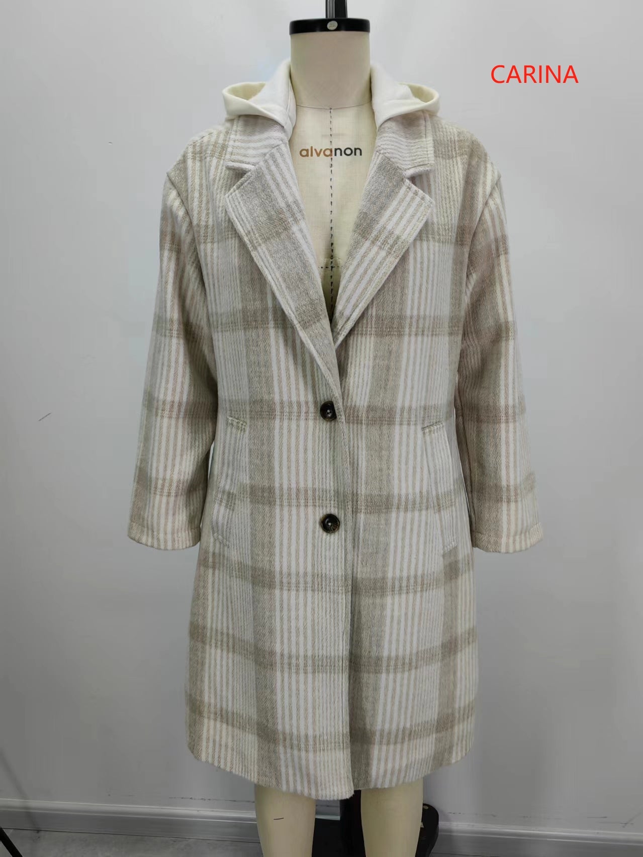 Ci Sono Plaid Charm Long Coat