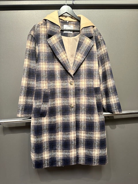 Ci Sono Plaid Charm Long Coat