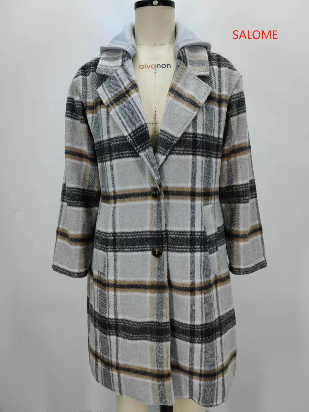 Ci Sono Plaid Charm Long Coat