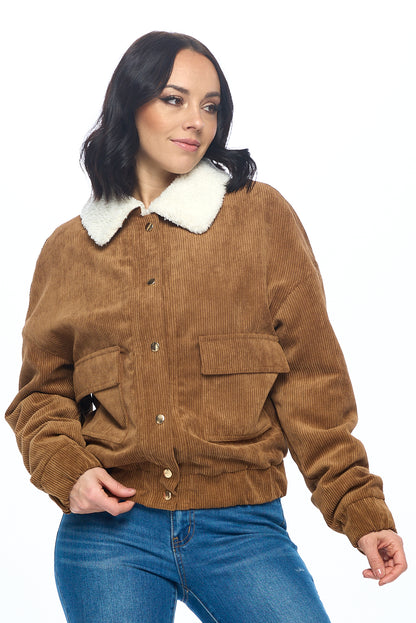 Ci Sono Fuzzy Flair Corduroy Jacket