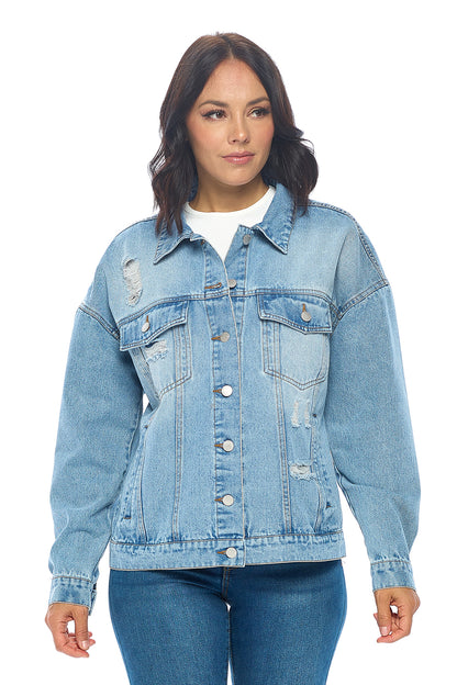 Ci Sono Distressed Denim Jacket