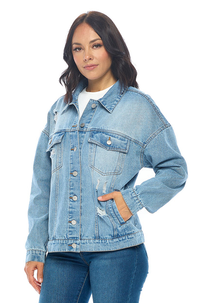 Ci Sono Distressed Denim Jacket