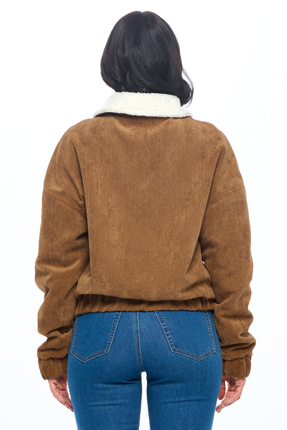 Ci Sono Fuzzy Flair Corduroy Jacket