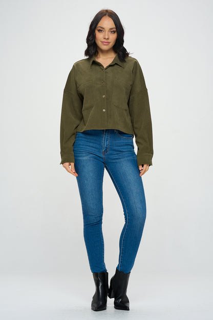 Ci Sono Essential Corduroy Long Sleeve Top