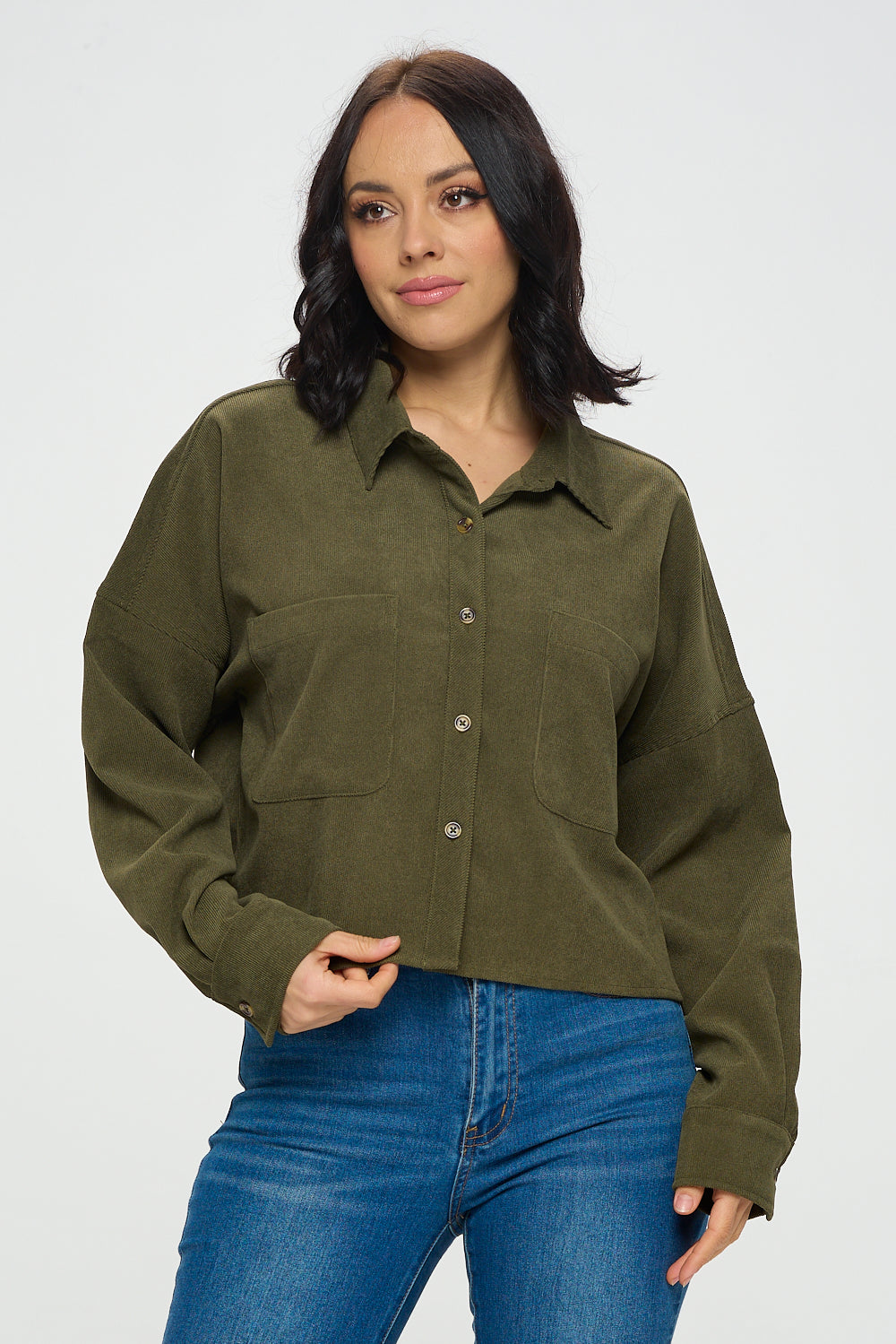 Ci Sono Essential Corduroy Long Sleeve Top