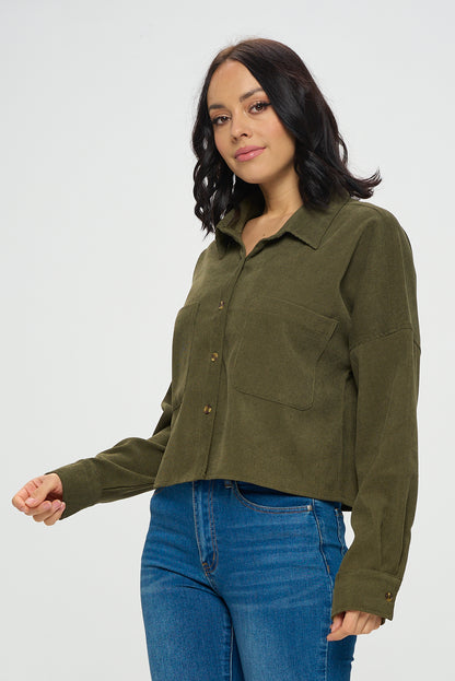 Ci Sono Essential Corduroy Long Sleeve Top