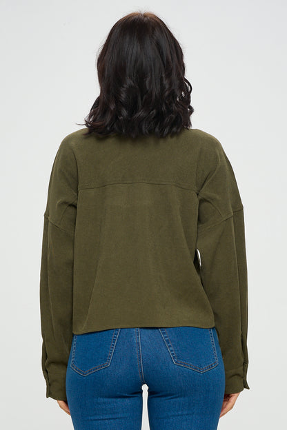 Ci Sono Essential Corduroy Long Sleeve Top