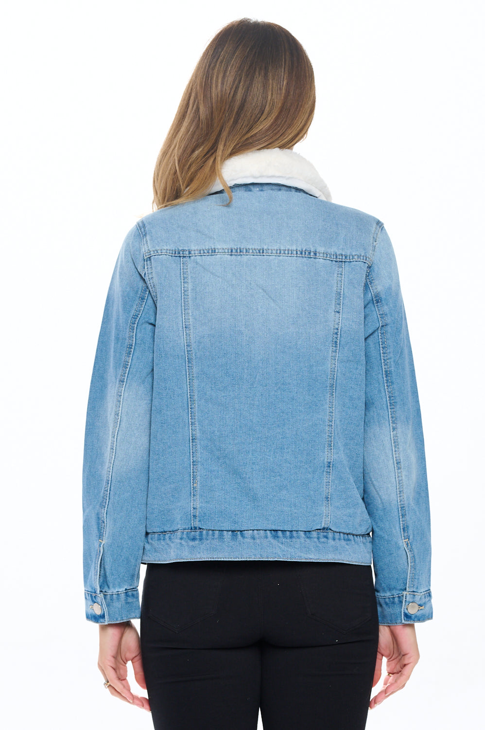 Ci Sono Fur-Collared Denim Jacket