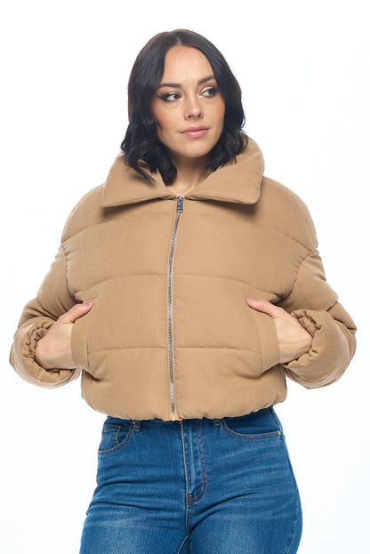 Ci Sono Fur-Collared Puffer Jacket