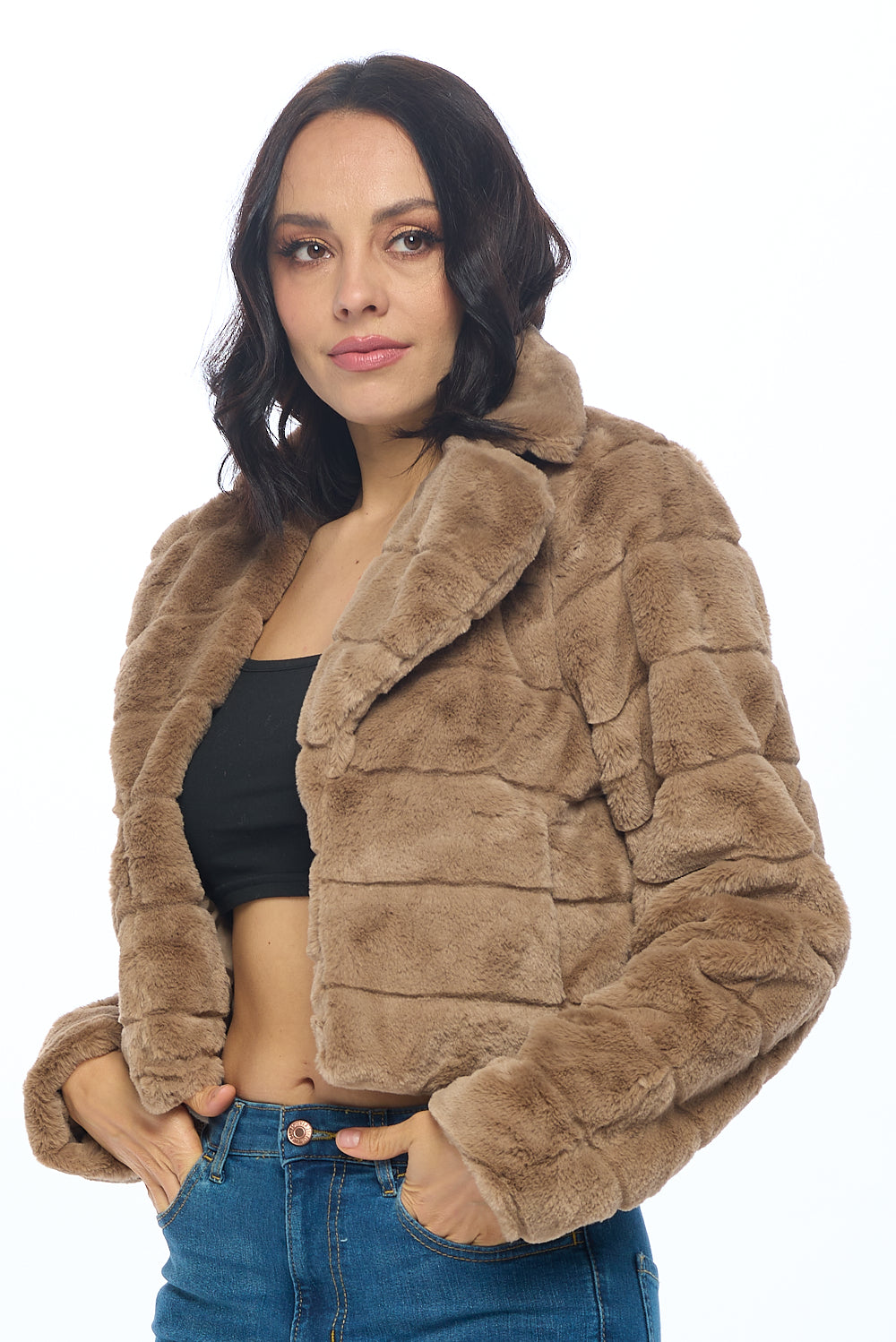 CiSono Luxe Fur Zip-Up Coat