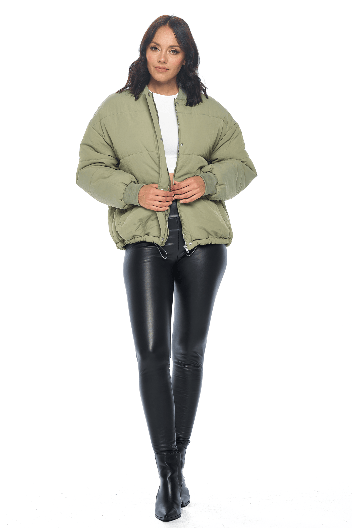 Crinkled Nylon Puffer Jacket